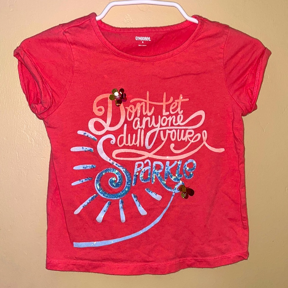 Girls Gymboree T-Shirt with cute sparkle detail and floral embellishments.